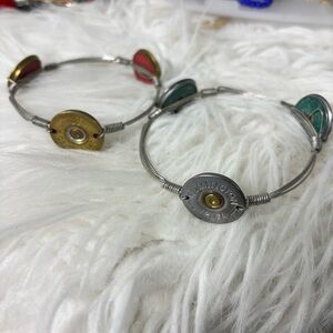 Remington Shotgun Shell Silver and Gold Tone Bracelet Duo